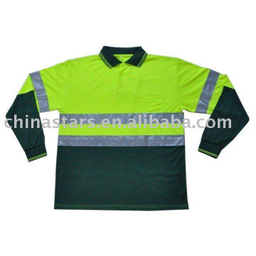 high visibility reflective safety long sleeve polo shirt